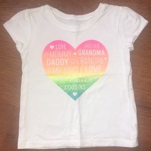 Toddler Girl’s White t-shirt w/heart Mommy Daddy